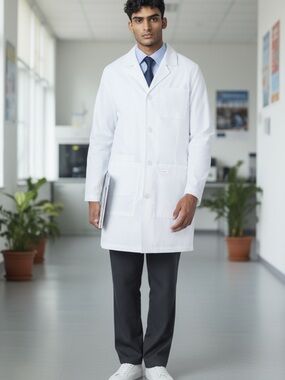 Landau Unisex 4-Pocket Mid-Length White Medical Lab Coat 3610SC Size 4XL